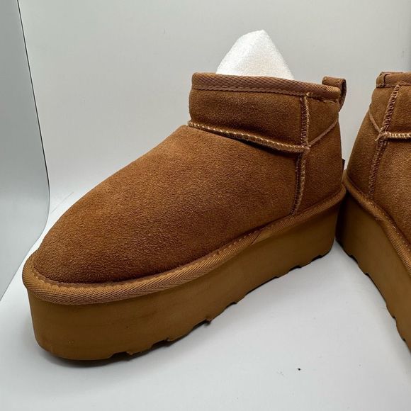 CUSHIONAIRE Women's Genuine Suede pull platform boot +Memory Foam 6 CHESTNUT - Picture 7 of 7